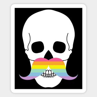 Rainbow Mustache Diversity Skull Magnet